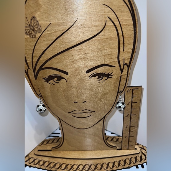 New La Volpe Dangle Earrings for Women Rhinestone Ball Earrings Soccer Drop - Picture 6 of 8